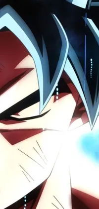 This live phone wallpaper features a vibrant close-up of a vegeta picture with a red and blue backlight, enhanced with metal accents and sōsaku hanga style