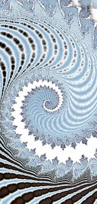 "Get mesmerized by this scintillating live phone wallpaper featuring a digitally rendered spiral design in calming shades of blue and white