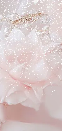 This phone live wallpaper features a close up of a pastel floral cloth adorned with dainty pearls
