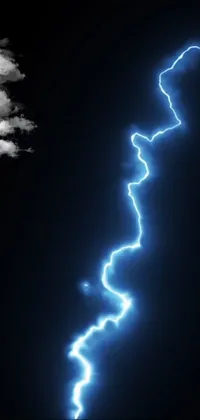 This phone live wallpaper depicts a stunning scene of a lightning bolt striking through a cloudy sky against a black background