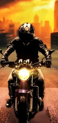 This live phone wallpaper showcases a thrilling ride on a motorcycle