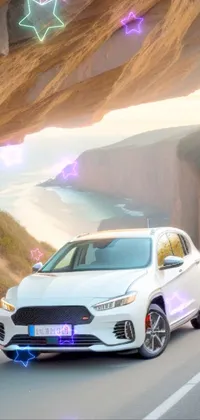 car driving on cliff Live Wallpaper