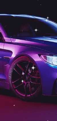 Experience the thrill of luxury automobiles with this dynamic and hyper-realistic purple car phone live wallpaper
