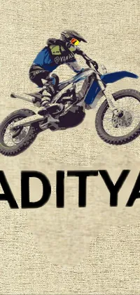 This phone live wallpaper features an eye-catching, animated graphic of a man riding on the back of a dirt bike