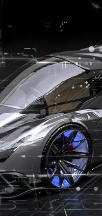 This silver sports car live wallpaper features a 3D-rendered, avantgarde design that is inspired by a badass batmobile and is perfect for fans of fast cars