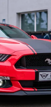 Featuring a parked red Mustang in front of a building, this live wallpaper adds a bold touch to your phone screen