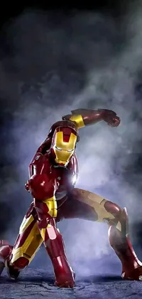 This phone live wallpaper features a stunning close up of an Iron Man suit inspired by a popular superhero