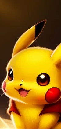 This phone live wallpaper features an adorable Pikachu resting on a wooden table against a warm bicolored background, making for a perfect headshot or profile picture for your iPhone