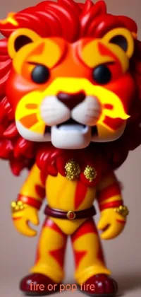 This phone live wallpaper features an impressive, hyperrealistic depiction of a lion figurine, inspired by various pop culture aesthetics