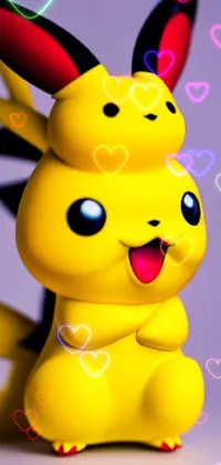This phone live wallpaper features an incredible close-up of a highly-detailed Pikachu vinyl action figure
