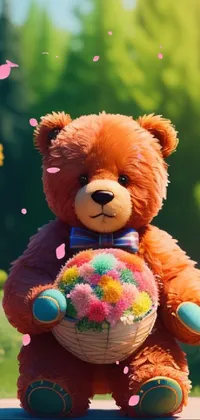 Download Cute Teddy Bear With Bag Wallpaper