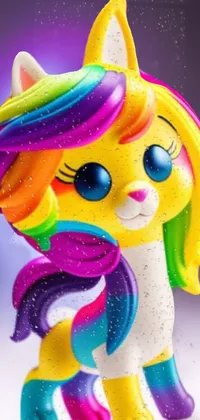 This phone live wallpaper showcases a captivating image of a colorful toy pony