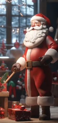 Toy Red Santa Claus Live Wallpaper