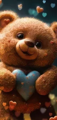 Download Cute Teddy Bear With Bag Wallpaper