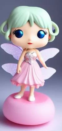 This live wallpaper for your phone features a 3D rendered figurine of a fairy with intricate detail and delicate facial features