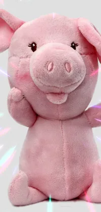 Looking for a playful phone wallpaper? Look no further than this adorable pink stuffed pig live wallpaper