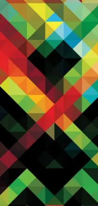 This live wallpaper features a colorful and dynamic abstract design, with a diagonal pattern of squares and rectangles in bold shades of red, green, yellow, and blue