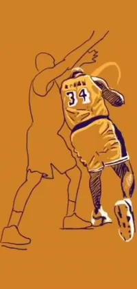 This stunning phone live wallpaper showcases a gripping game of basketball portrayed in a captivating vector art style