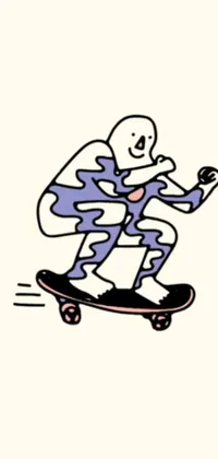 This phone live wallpaper showcases a thrilling and dynamic illustration of someone riding a skateboard