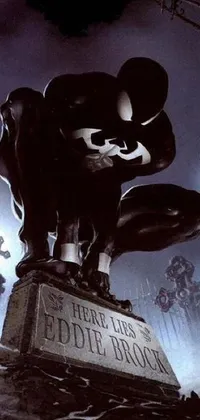 This phone live wallpaper features a striking black cat standing atop a grave amid a dark and haunting aesthetic
