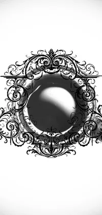 This phone live wallpaper features a black and white photo of a baroque mirror with intricate engravings