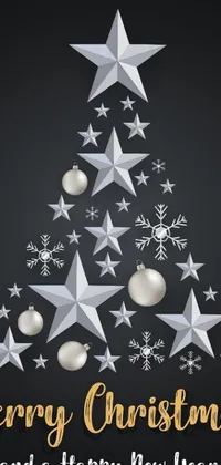 This live wallpaper showcases a stunning Christmas tree crafted from glistening stars and delicate snowflakes