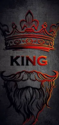 Get this amazing live phone wallpaper featuring a man with a beard and a crown, portrayed in an intriguing red-themed picture