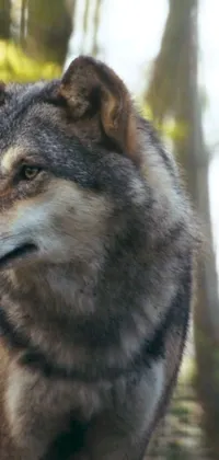 This stunning live wallpaper captures the majestic beauty of a wolf in its natural habitat