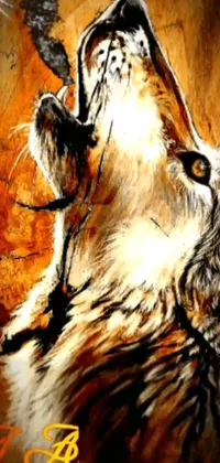This <a href="/">live phone wallpaper</a> features a stunning acrylic painting of a wolf howling at a bird