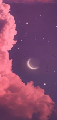 This stunning phone live wallpaper showcases a pink cloud floating against a mesmerizing night sky