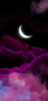 This phone live wallpaper captures the mystique of the crescent moon flickering in the night sky