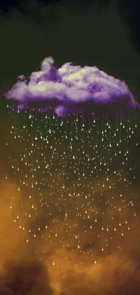 This phone live wallpaper showcases a mesmerizing illustration of a white cloud with a vibrant purple and yellow backdrop
