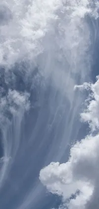 This live wallpaper depicts a plane flying through a blue sky with white clouds in a lyrical and abstract style