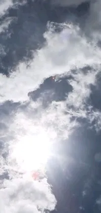 This phone live wallpaper showcases a colorful kite flying against a cloudy sky