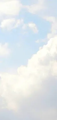This stunning phone live wallpaper showcases a large jetliner soaring through a cloudy sky, surrounded by white fluffy clouds