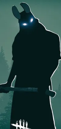This phone live wallpaper depicts a shadowy figure wielding a dangerous knife amidst a flickering campfire