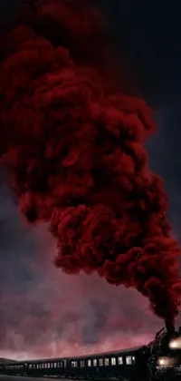 This exquisite live wallpaper features a stunning digital art image of a dynamic red smoky train
