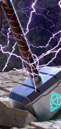 This phone live wallpaper features Thor, the mythical Norse god, in a stunning display of silver runes, purple lightning bolts, and cosmic energy