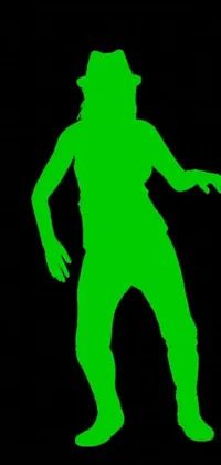 This phone live wallpaper features a dancing green silhouette of a man wearing a hat and incorporates a raytraced effect
