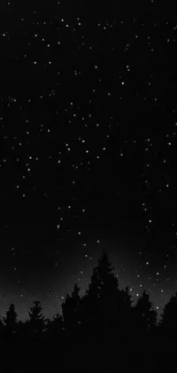 This stunning phone live wallpaper features a black and white photograph of the night sky in a Tumblr-inspired style