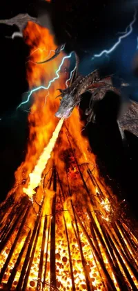 Looking for a stunning phone wallpaper that depicts a powerful dragon resting on a bed of fire? Look no further than this conceptual art piece, available for download today! With realistic lighting and thunder effects, this wallpaper captures the essence of a thrilling festival setting