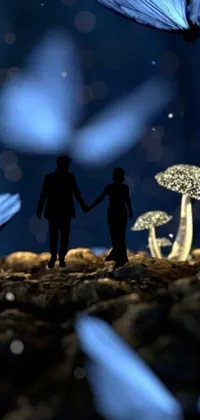 If you're looking for a magical and romantic live wallpaper for your phone, look no further than this design featuring a couple walking hand in hand through the dirt
