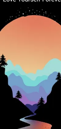 Enhance your phone's home screen with this stunning live wallpaper featuring a mountain scene and inspirational message
