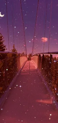 This live wallpaper for phones features a stunning digital art piece with a bridge and a starry sky
