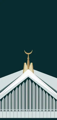 This phone live wallpaper showcases a minimalist and dramatic design of a grand building with a clock on top of it, resembling a mosque