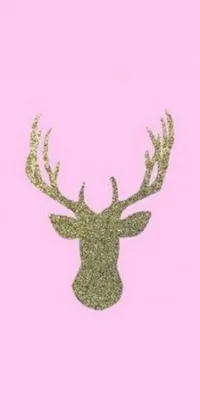This phone live wallpaper features a stunning gold deer head set against a playful pink background