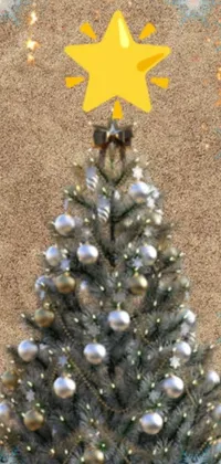This phone live wallpaper features a beautiful Christmas tree donned with gold and silver accents and a shining star on top to create a bright and cheerful atmosphere