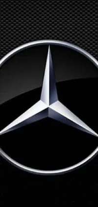 This sleek phone live wallpaper features the iconic logo of luxury car brand Mercedes on a solid black background