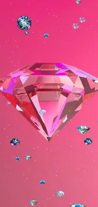 Looking for a stunning phone live wallpaper? Check out this gorgeous digital art design featuring a close-up of a sparkling diamond on a hot pink background