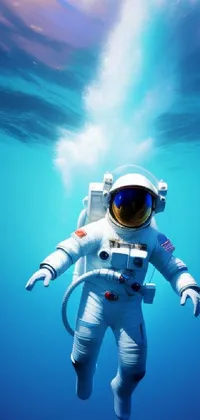 This phone live wallpaper creates a stunning optical illusion that blends outer space and the ocean into one spectacular 3D image